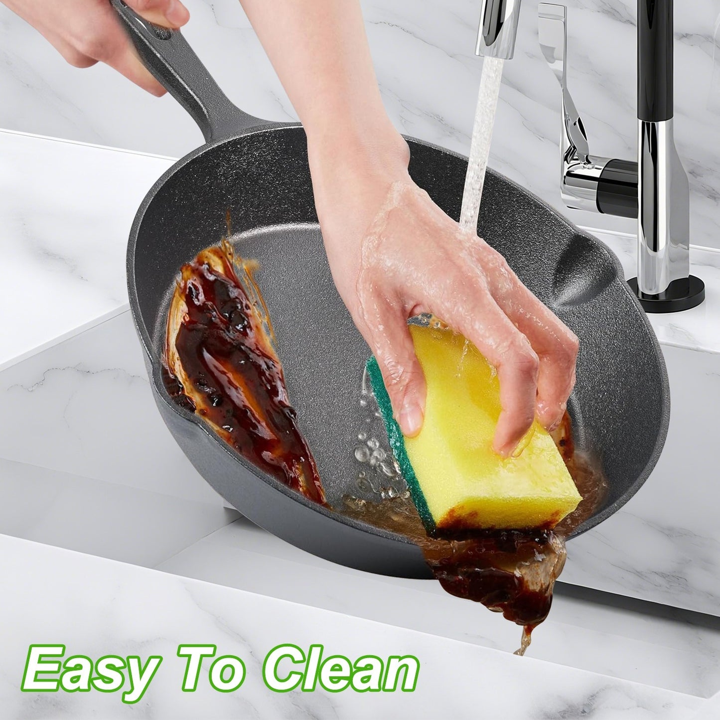 3Pcs Pre-Seasoned Cast Iron Skillet Set 6in 8in 10in Non-Stick Oven Safe Cookware Heat-Resistant Frying Pan
