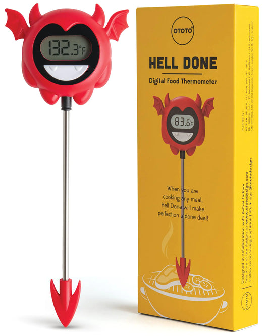 OTOTO Hell Done Halloween Meat Thermometer Digital - Spooky Food Thermometer for Cooking Devil Thermometer for Meat Digital Thermometer Cooking Gifts