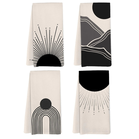 Yorhifa Boho Kitchen Towel Black Boho Sunshine Decorative Dish Hand Tea Towels for Kitchen Decor Boho Bohemian Black Kitchen Bathroom Decor Boho Sun Kicthen Decor for Bathroom Kitchen 16x24inch