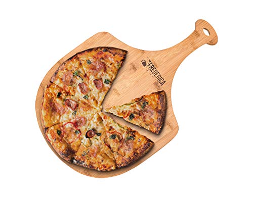 Natural Bamboo Pizza Peel Paddle and Cutting Board (For Pizza, Fruit, Vegetables, Cheese)