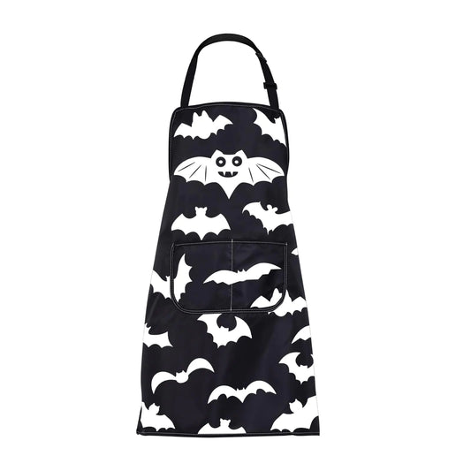 FUSTMW Bat Apron Gothic Aprons with Pockets Gifts for Bat Lovers Halloween Bat Gifts Cooking Kitchen Chef BBQ Grill Apron (Bat Apron)